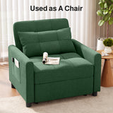Asofer Sofa Bed Chair, 3 in 1 Convertible Futon Couch, Adjustable Backrest, Breathable and easy to clean, Green