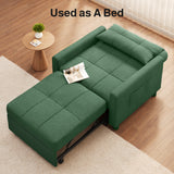 Asofer Sofa Bed Chair, 3 in 1 Convertible Futon Couch, Adjustable Backrest, Breathable and easy to clean, Green
