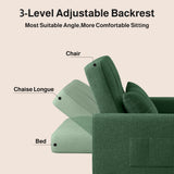 Asofer Sofa Bed Chair, 3 in 1 Convertible Futon Couch, Adjustable Backrest, Breathable and easy to clean, Green