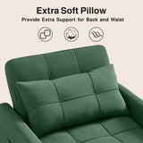 Asofer Sofa Bed Chair, 3 in 1 Convertible Futon Couch, Adjustable Backrest, Breathable and easy to clean, Green