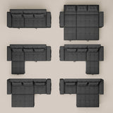 Noelse 87" Convertible Sofa Bed, Queen Size Sleeper with Pull Out Couch, 3 in 1 Sectional Sleeper Sofa with Side Pockets, Storage Armrest, Adjustable Backrest for Living Room, Dark Grey