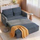 Noelse 3 in 1 Convertible Sofa Bed, Loveseat Sleeper with Full Size Pull Out Bed, Small Space Couch with Storage Pockets for Living Room, Apartment，Dark Gray