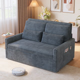 Noelse 3 in 1 Convertible Sofa Bed, Loveseat Sleeper with Full Size Pull Out Bed, Small Space Couch with Storage Pockets for Living Room, Apartment，Dark Gray