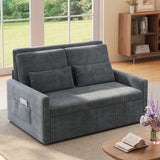 Noelse 3 in 1 Convertible Sofa Bed, Loveseat Sleeper with Full Size Pull Out Bed, Small Space Couch with Storage Pockets for Living Room, Apartment，Dark Gray