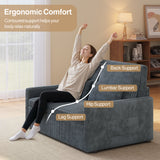 Noelse 3 in 1 Convertible Sofa Bed, Loveseat Sleeper with Full Size Pull Out Bed, Small Space Couch with Storage Pockets for Living Room, Apartment，Dark Gray