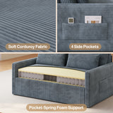 Noelse 3 in 1 Convertible Sofa Bed, Loveseat Sleeper with Full Size Pull Out Bed, Small Space Couch with Storage Pockets for Living Room, Apartment，Dark Gray