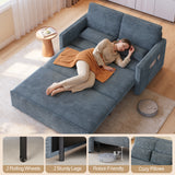 Noelse 3 in 1 Convertible Sofa Bed, Loveseat Sleeper with Full Size Pull Out Bed, Small Space Couch with Storage Pockets for Living Room, Apartment，Dark Gray