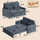 Noelse 3 in 1 Convertible Sofa Bed, Loveseat Sleeper with Full Size Pull Out Bed, Small Space Couch with Storage Pockets for Living Room, Apartment，Dark Gray
