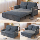 Noelse 3 in 1 Convertible Sofa Bed, Loveseat Sleeper with Full Size Pull Out Bed, Small Space Couch with Storage Pockets for Living Room, Apartment，Dark Gray