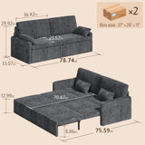 Modular Sectional Pull Out Sofa Bed,6-in-1 Convertible Loveseat Sleeper Sofa couch with Independent Extendable Seats,Dark Gray