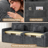 Modular Sectional Pull Out Sofa Bed,6-in-1 Convertible Loveseat Sleeper Sofa couch with Independent Extendable Seats,Dark Gray