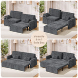 Modular Sectional Pull Out Sofa Bed,6-in-1 Convertible Loveseat Sleeper Sofa couch with Independent Extendable Seats,Dark Gray
