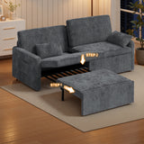 Modular Sectional Pull Out Sofa Bed,6-in-1 Convertible Loveseat Sleeper Sofa couch with Independent Extendable Seats,Dark Gray