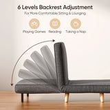 Convertible Chair Bed Futon Sofa with Adjustable Backrest, Accent Chair for Apartment, Bedroom, Office - Dark Grey