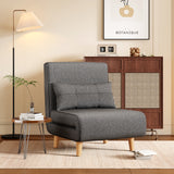 Convertible Chair Bed Futon Sofa with Adjustable Backrest, Accent Chair for Apartment, Bedroom, Office - Dark Grey