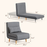 Convertible Chair Bed Futon Sofa with Adjustable Backrest, Accent Chair for Apartment, Bedroom, Office - Dark Grey