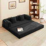 Noelse 78.7" Sofa Bed, Folding Convertible Sleeper Futon Couch, Floor Mattress Sofa for Small Spaces, No Assembly, Black (2 Pillows Included)