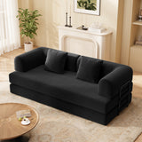 Noelse 78.7" Sofa Bed, Folding Convertible Sleeper Futon Couch, Floor Mattress Sofa for Small Spaces, No Assembly, Black (2 Pillows Included)