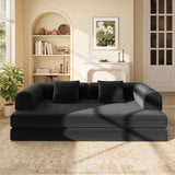 Noelse 78.7" Sofa Bed, Folding Convertible Sleeper Futon Couch, Floor Mattress Sofa for Small Spaces, No Assembly, Black (2 Pillows Included)