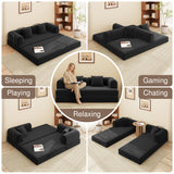 Noelse 78.7" Sofa Bed, Folding Convertible Sleeper Futon Couch, Floor Mattress Sofa for Small Spaces, No Assembly, Black (2 Pillows Included)