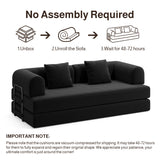 Noelse 78.7" Sofa Bed, Folding Convertible Sleeper Futon Couch, Floor Mattress Sofa for Small Spaces, No Assembly, Black (2 Pillows Included)