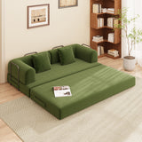 Noelse 78.7" Convertible Sleeper Sofa Bed, 5 in-1 Boneless Floor Couch Bed with Fixed-Shape Frame, Modular Futon Couch for Apartments, RV Studio, Small Spaces, Green