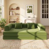 Noelse 78.7" Convertible Sleeper Sofa Bed, 5 in-1 Boneless Floor Couch Bed with Fixed-Shape Frame, Modular Futon Couch for Apartments, RV Studio, Small Spaces, Green