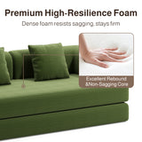 Noelse 78.7" Convertible Sleeper Sofa Bed, 5 in-1 Boneless Floor Couch Bed with Fixed-Shape Frame, Modular Futon Couch for Apartments, RV Studio, Small Spaces, Green
