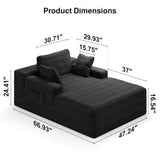 Asofer No Assembly Chaise Lounge, Oversized, Cloud-Like Comfort, Pet-Friendly Corduroy, Extra-Wide Black Sofa