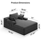 Noelse 67" Oversized Chaise Lounge Chair Indoor, Cloud-Plush Corduroy Sleeper Chair, Deep Seat Sleeper Couch with Pillows, Boneless Floor Sofa Bed for Living Room, Bedroom, No Assembly (Dark Grey)