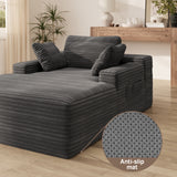Noelse 67" Oversized Chaise Lounge Chair Indoor, Cloud-Plush Corduroy Sleeper Chair, Deep Seat Sleeper Couch with Pillows, Boneless Floor Sofa Bed for Living Room, Bedroom, No Assembly (Dark Grey)