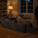 Cloud Sofas Couches & Oversized Chaise Lounge, Asofer 67" Indoor Sleeper Chair, Corduroy Upholstered Boneless Sofa Bed for Reading & Games, No Assembly