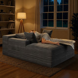 Noelse 67" Oversized Chaise Lounge Chair Indoor, Cloud-Plush Corduroy Sleeper Chair, Deep Seat Sleeper Couch with Pillows, Boneless Floor Sofa Bed for Living Room, Bedroom, No Assembly (Dark Grey)