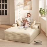 Noelse 67" Oversized Chaise Lounge Chair Indoor, Cloud-Plush Corduroy Sleeper Chair, Deep Seat Sleeper Couch with Pillows, Boneless Floor Sofa Bed for Living Room, Bedroom, No Assembly (Dark Grey)