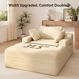 Asofer Oversized Chaise Lounge Chair Indoor Furniture, No Assembly Required, Corduroy Plush Sofa Bed for Living Room,Beige