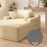 Asofer Oversized Chaise Lounge Chair Indoor Furniture, No Assembly Required, Corduroy Plush Sofa Bed for Living Room,Beige