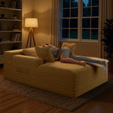 Asofer Oversized Chaise Lounge Chair Indoor Furniture, No Assembly Required, Corduroy Plush Sofa Bed for Living Room,Beige