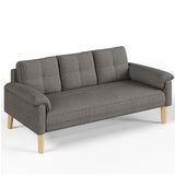 3-Seater Sofa with Solid Hardwood Frame, 660lbs Capacity, Modern Linen Fabric, Dark Gray