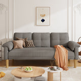 3-Seater Sofa with Solid Hardwood Frame, 660lbs Capacity, Modern Linen Fabric, Dark Gray