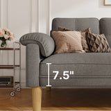 3-Seater Sofa with Solid Hardwood Frame, 660lbs Capacity, Modern Linen Fabric, Dark Gray