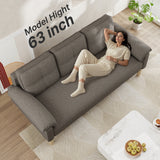 3-Seater Sofa with Solid Hardwood Frame, 660lbs Capacity, Modern Linen Fabric, Dark Gray