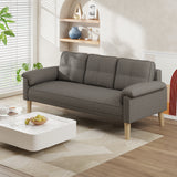 3-Seater Sofa with Solid Hardwood Frame, 660lbs Capacity, Modern Linen Fabric, Dark Gray