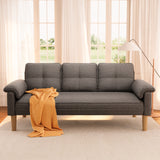 67” Sofa Couch with Soft Armrest Small Loveseat Sofa with 3 Comfy Pillows for Living Room, Bedroom, Office and Small Spaces - Dark Gray