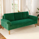3-Seater Sofa with Solid Hardwood Frame, 660lbs Capacity, Modern Linen Fabric, Green