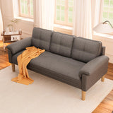 67” Sofa Couch with Soft Armrest Small Loveseat Sofa with 3 Comfy Pillows for Living Room, Bedroom, Office and Small Spaces - Dark Gray