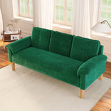 3-Seater Sofa with Solid Hardwood Frame, 660lbs Capacity, Modern Linen Fabric, Green