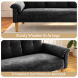 3-Seater Sofa with Solid Hardwood Frame, 660lbs Capacity, Modern Linen Fabric, Black
