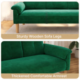 3-Seater Sofa with Solid Hardwood Frame, 660lbs Capacity, Modern Linen Fabric, Green