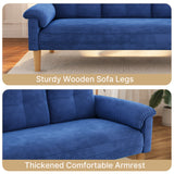 3-Seater Sofa with Solid Hardwood Frame, 660lbs Capacity, Modern Linen Fabric, Blue