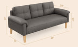 67” Sofa Couch with Soft Armrest Small Loveseat Sofa with 3 Comfy Pillows for Living Room, Bedroom, Office and Small Spaces - Dark Gray